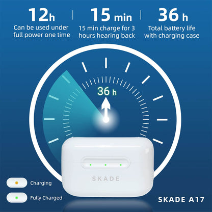 SKADE Hearing Aids for Seniors Rechargeable with Noise Cancelling, Nano Size 40db Sound Amplifier to Aid Hearing for Adults, Dual-Core OTC Hearing Aids with 36 hours Battery Life, Pair