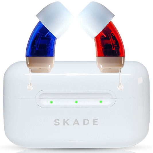 SKADE Hearing Aids for Seniors Rechargeable with Noise Cancelling, Nano Size 40db Sound Amplifier to Aid Hearing for Adults, Dual-Core OTC Hearing Aids with 36 hours Battery Life, Pair
